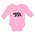 Long Sleeve Bodysuit Baby Little Silhouette Bear Side View Wild Animal Cotton