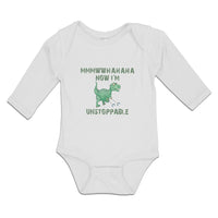 Long Sleeve Bodysuit Baby Mmmwwhahaha Unstoppable Angry Dinosaur Stick Cotton