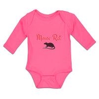 Long Sleeve Bodysuit Baby Silhouette Mouse Rat Sitting Tail, Paws Ears Cotton