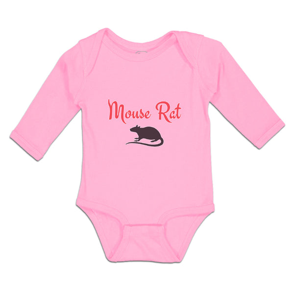 Long Sleeve Bodysuit Baby Silhouette Mouse Rat Sitting Tail, Paws Ears Cotton