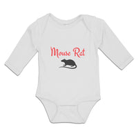 Long Sleeve Bodysuit Baby Silhouette Mouse Rat Sitting Tail, Paws Ears Cotton