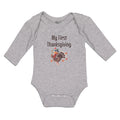 Long Sleeve Bodysuit Baby Thanksgiving Turkey Bird Pilgrim Hat Holds Cotton
