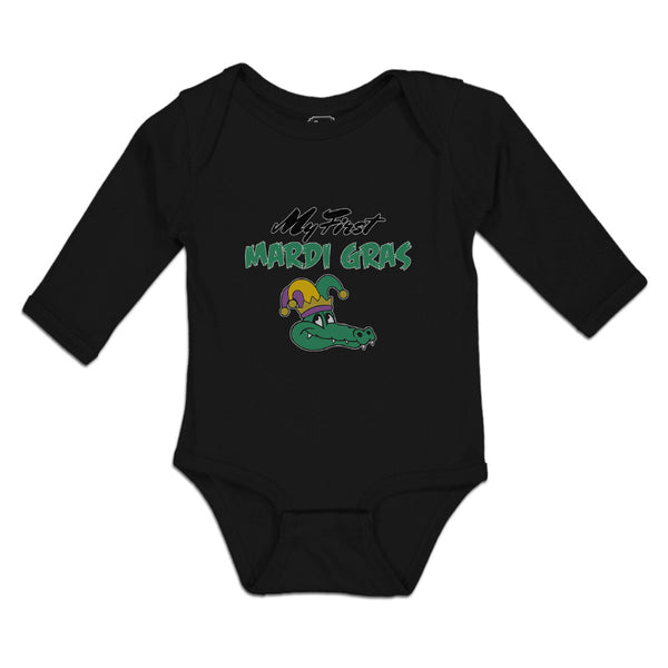 Long Sleeve Bodysuit Baby My Mardi Gras Celebration Usa Crocodile Hat Cotton