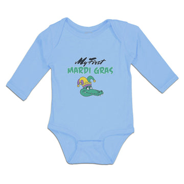 Long Sleeve Bodysuit Baby My Mardi Gras Celebration Usa Crocodile Hat Cotton