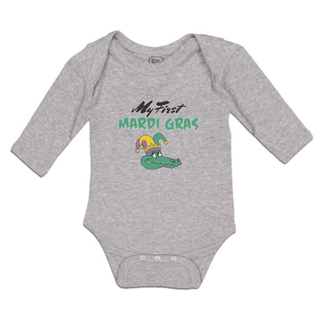 Long Sleeve Bodysuit Baby My Mardi Gras Celebration Usa Crocodile Hat Cotton