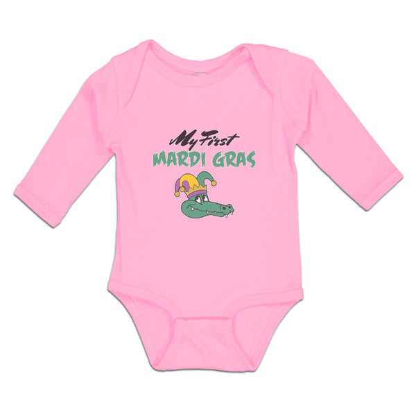 Long Sleeve Bodysuit Baby My Mardi Gras Celebration Usa Crocodile Hat Cotton