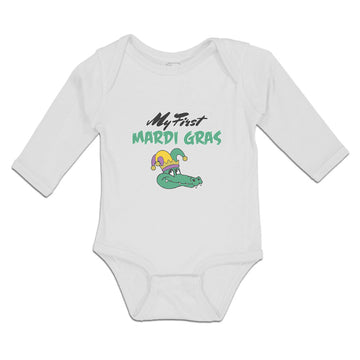 Long Sleeve Bodysuit Baby My Mardi Gras Celebration Usa Crocodile Hat Cotton