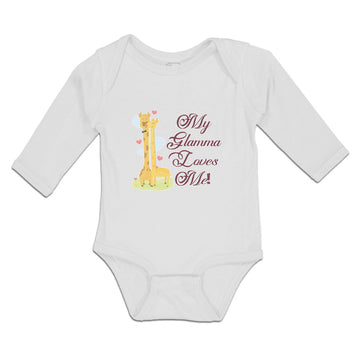 Long Sleeve Bodysuit Baby Glamma Loves Me! Cute Giraffes Hearts Cotton