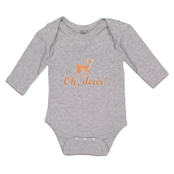 Long Sleeve Bodysuit Baby Oh, Dear! Cute Spotted Fallow Female Deer Wild Animal
