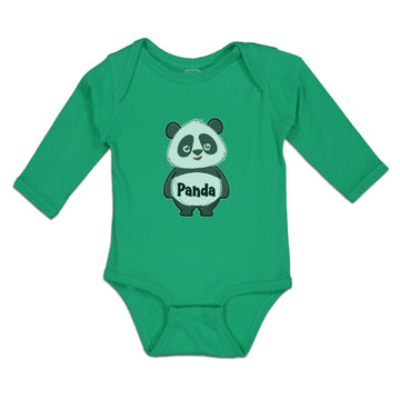 Long Sleeve Bodysuit Baby Cute Panda Bear Patches It's Eyes, Ears Body Cotton