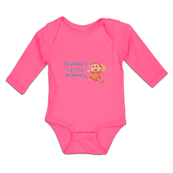 Long Sleeve Bodysuit Baby Pawpaw's Cute Little Monkey Holding A Peeled Banana