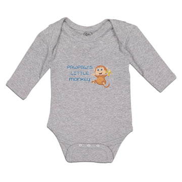 Long Sleeve Bodysuit Baby Pawpaw's Cute Little Monkey Holding A Peeled Banana