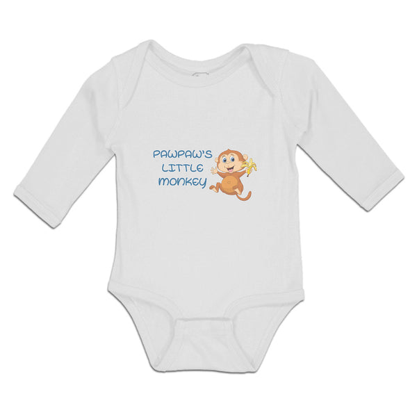 Long Sleeve Bodysuit Baby Pawpaw's Cute Little Monkey Holding A Peeled Banana
