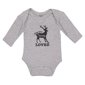 Long Sleeve Bodysuit Baby Deerly Loved Silhouette Deer View Mammal Cotton