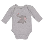 Long Sleeve Bodysuit Baby Cute Baby Elephant Sitting and Playing with It's Trunk - Cute Rascals