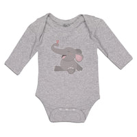 Long Sleeve Bodysuit Baby Cute Baby Elephant Sitting and Playing with It's Trunk - Cute Rascals