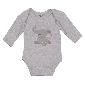 Long Sleeve Bodysuit Baby Cute Baby Elephant Sitting and Playing with It's Trunk