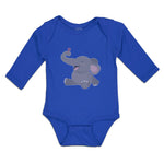 Long Sleeve Bodysuit Baby Cute Baby Elephant Sitting and Playing with It's Trunk - Cute Rascals