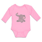 Long Sleeve Bodysuit Baby Cute Baby Elephant Sitting and Playing with It's Trunk - Cute Rascals