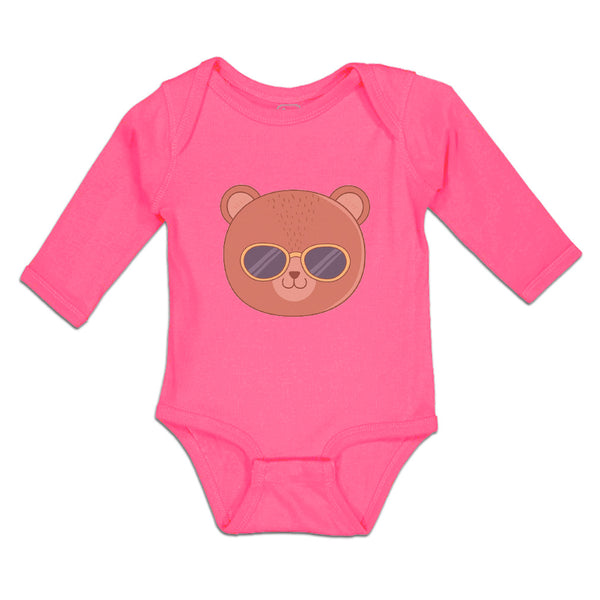 Long Sleeve Bodysuit Baby Cute Bear Wearing Sunglass Toy Teddy Bear Face Cotton - Cute Rascals