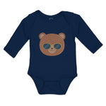 Long Sleeve Bodysuit Baby Cute Bear Wearing Sunglass Toy Teddy Bear Face Cotton - Cute Rascals