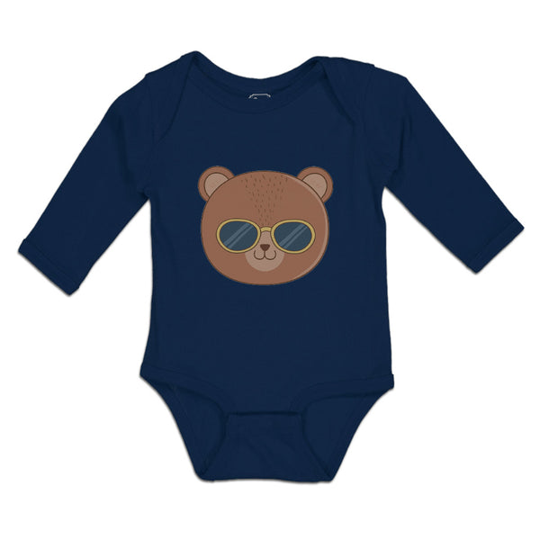 Long Sleeve Bodysuit Baby Cute Bear Wearing Sunglass Toy Teddy Bear Face Cotton - Cute Rascals