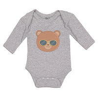 Long Sleeve Bodysuit Baby Cute Bear Wearing Sunglass Toy Teddy Bear Face Cotton - Cute Rascals