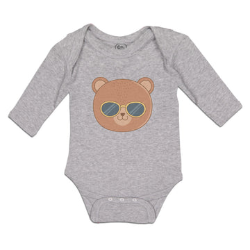 Long Sleeve Bodysuit Baby Cute Bear Wearing Sunglass Toy Teddy Bear Face Cotton