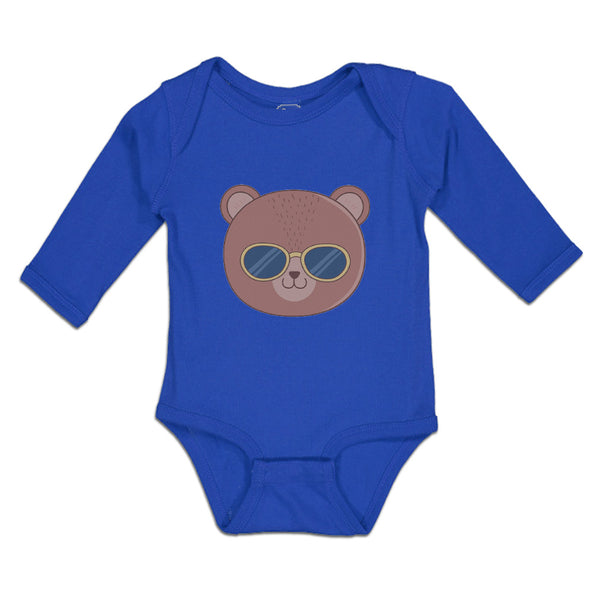 Long Sleeve Bodysuit Baby Cute Bear Wearing Sunglass Toy Teddy Bear Face Cotton - Cute Rascals