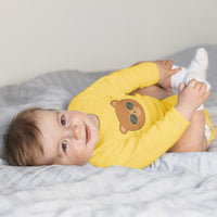 Long Sleeve Bodysuit Baby Cute Bear Wearing Sunglass Toy Teddy Bear Face Cotton - Cute Rascals