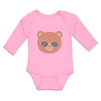 Long Sleeve Bodysuit Baby Cute Bear Wearing Sunglass Toy Teddy Bear Face Cotton - Cute Rascals