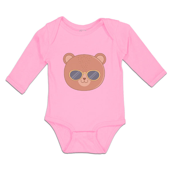 Long Sleeve Bodysuit Baby Cute Bear Wearing Sunglass Toy Teddy Bear Face Cotton - Cute Rascals