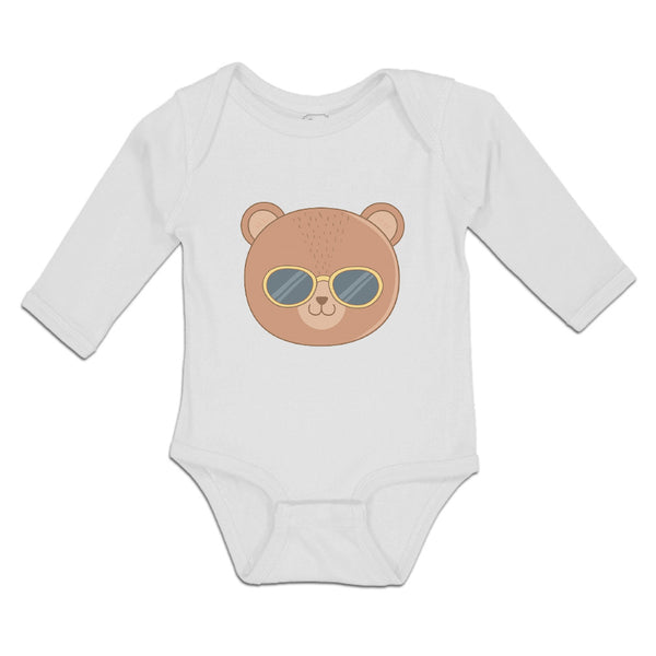 Long Sleeve Bodysuit Baby Cute Bear Wearing Sunglass Toy Teddy Bear Face Cotton - Cute Rascals