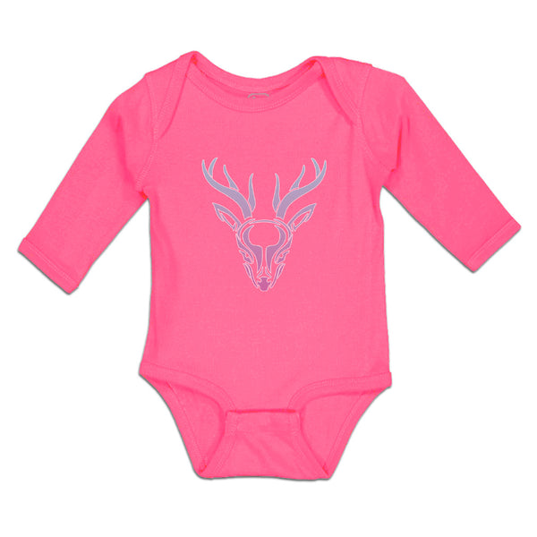 Long Sleeve Bodysuit Baby Color Abstract Reindeer Head, Face and Horns Cotton - Cute Rascals