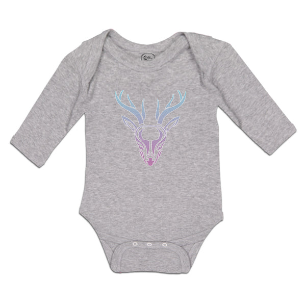 Long Sleeve Bodysuit Baby Color Abstract Reindeer Head, Face and Horns Cotton - Cute Rascals