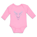 Long Sleeve Bodysuit Baby Color Abstract Reindeer Head, Face and Horns Cotton - Cute Rascals