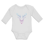 Long Sleeve Bodysuit Baby Color Abstract Reindeer Head, Face and Horns Cotton - Cute Rascals