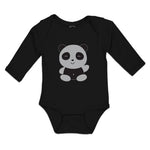 Long Sleeve Bodysuit Baby Cute Panda Bear Patches It's Eyes, Ears Body Cotton - Cute Rascals