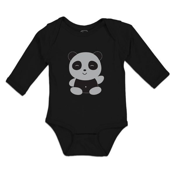 Long Sleeve Bodysuit Baby Cute Panda Bear Patches It's Eyes, Ears Body Cotton - Cute Rascals