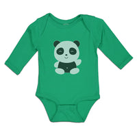 Long Sleeve Bodysuit Baby Cute Panda Bear Patches It's Eyes, Ears Body Cotton - Cute Rascals