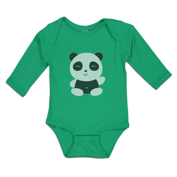 Long Sleeve Bodysuit Baby Cute Panda Bear Patches It's Eyes, Ears Body Cotton