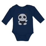 Long Sleeve Bodysuit Baby Cute Panda Bear Patches It's Eyes, Ears Body Cotton - Cute Rascals