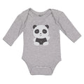 Long Sleeve Bodysuit Baby Cute Panda Bear Patches It's Eyes, Ears Body Cotton