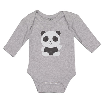 Long Sleeve Bodysuit Baby Cute Panda Bear Patches It's Eyes, Ears Body Cotton