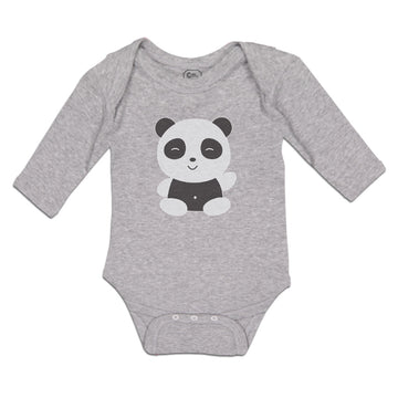 Long Sleeve Bodysuit Baby Cute Panda Bear Patches It's Eyes, Ears Body Cotton