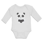 Long Sleeve Bodysuit Baby Cute Panda Bear Patches It's Eyes, Ears Body Cotton - Cute Rascals