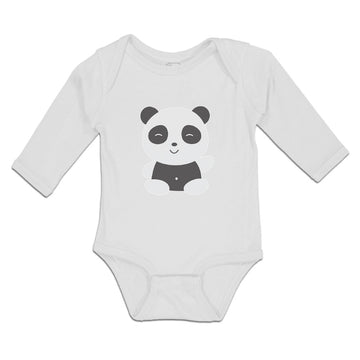 Long Sleeve Bodysuit Baby Cute Panda Bear Patches It's Eyes, Ears Body Cotton
