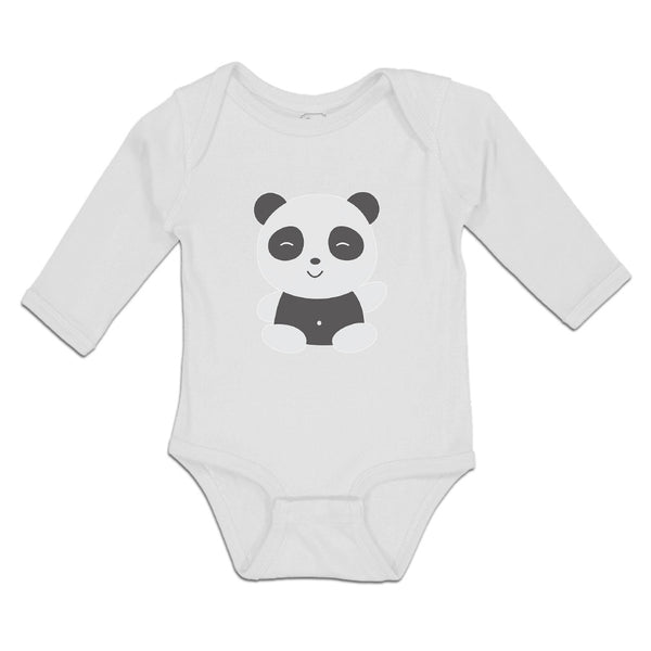 Long Sleeve Bodysuit Baby Cute Panda Bear Patches It's Eyes, Ears Body Cotton - Cute Rascals