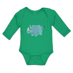 Long Sleeve Bodysuit Baby Rhinoceros Grazing Open Horned Unicornis Cotton