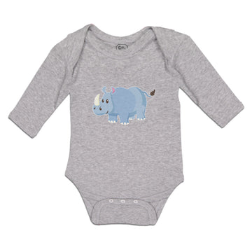 Long Sleeve Bodysuit Baby Rhinoceros Grazing Open Horned Unicornis Cotton